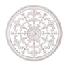 Hand-Carved Floral Latticework Circle Wood Wall Medallion - White (16")